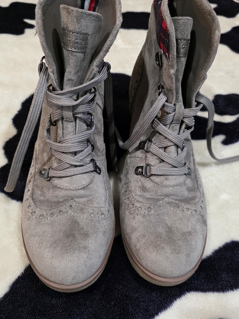 Tommy Hilfiger Gray Suede Lace-Up Ankle Boots